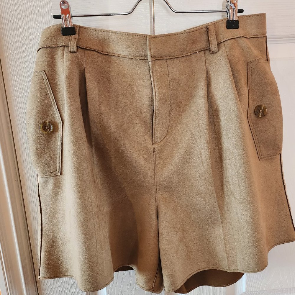 47. BANANA REPUBLIC Vegan Suede Shorts Tan